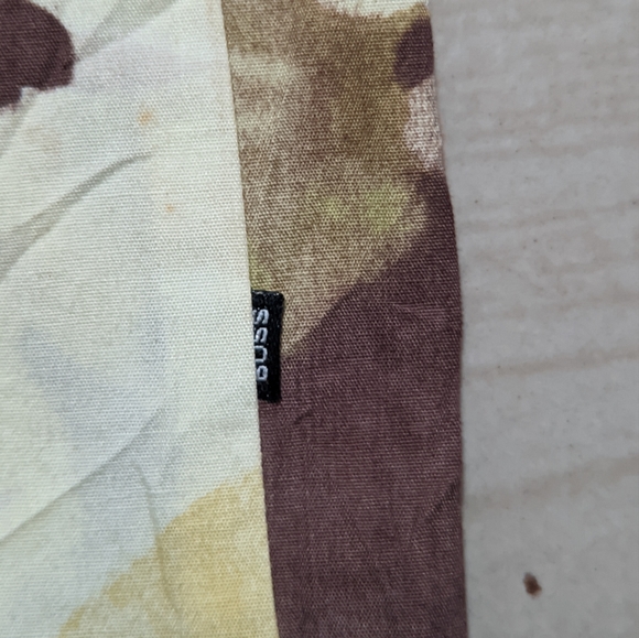 HUGO BOSS Man Brown Floral Print 100% Cotton Short Sleeve Shirt Size L - Picture 7 of 10